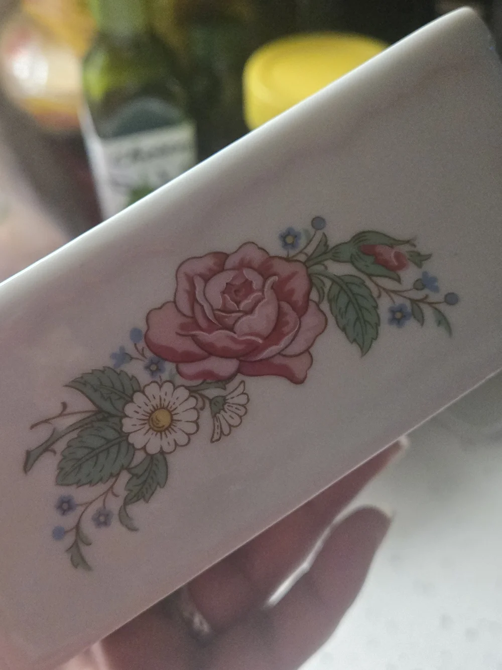 Vintage 1995 Hallmark Quick Moments Tea Ceramic Floral Design Caddy